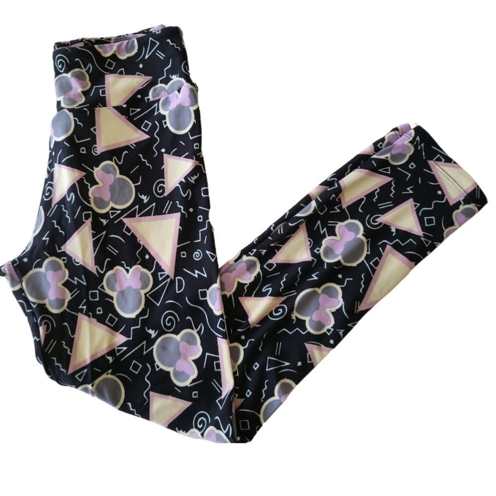 LULAROE Black Minnie Mouse 90s Print Butter-Soft Leggings Size OS (Size 2-10)